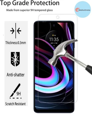 For Motorola Edge 2021 9H Clear Tempered Glass Screen Protector Film - Image 1 of 4