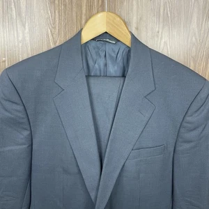 Aquascutum Canada Made 2 Piece Suit Mens 40R 34x30 Gray Pure Wool Two Buttons - Picture 1 of 22
