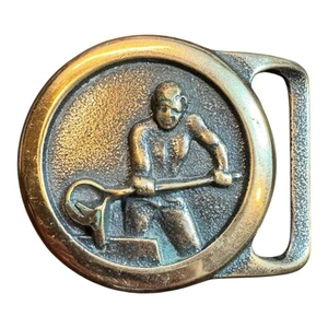 Vintage Techether Guild Foundry Worker Belt Buckle Metal Pouring Bronze 2.5" - Picture 1 of 6