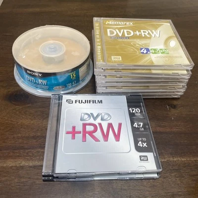 New Sony DVD + RW 15 Pack Spindle 120 min. 4.7 GB   4x Fuji Film 25 Total - Image 1 of 4