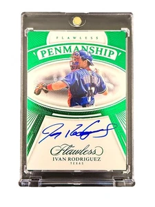 Ivan Rodriguez “Pudge” 2024 Panini Flawless Penmanship On Card Auto Emerald /5 - Picture 1 of 2