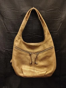 Hobo-Schultertasche Tignanello Metallic Gold Pebble Leder Doppelgriff - Bild 1 von 14