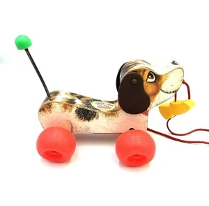 Vintage Fisher Price Little Snoopy Dog 1968 giocattolo legno #693 scarpa plastica USA - Foto 1 di 11