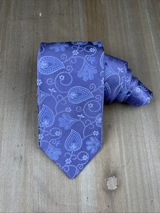 Ted Baker London Men's Necktie Luxury 100% SILK Made in USA Purple Paisley - Picture 1 of 5