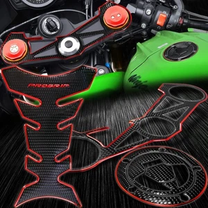 Handle Bar Yoke+Fuel Cap Cover+Pro Tank Pad Kit 12-18 Ninja ZX-6R 636 Chrome Red - Bild 1 von 12
