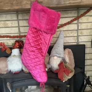 1 rosa Kunstfell gesteppt Bellas Villa Bacci Weihnachten Strumpf groß 25" - Bild 1 von 3