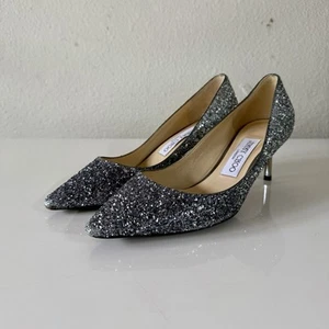 Jimmy Choo Romy 85 Ombré Glitter Pumps Heels (Navy/ Silver) US 5.5/ EU 36 - Picture 1 of 9