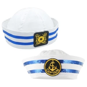 2 Piezas Cosplay Yate Capitán Sombrero Marinero Barco Gorra Capitán Vestir Fiesta Suministro - Imagen 1 de 12