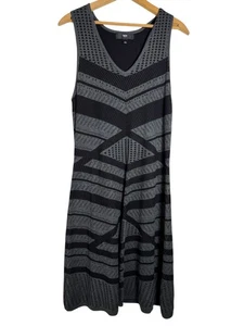 Mossimo Women’s Sleeveless Knit Fit & Flare Dress Black Gray Geometric Pattern L - Picture 1 of 3