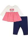 Jerseykleid und Leggings Gr. 80/86 Wollweiß Pink Dunkelblau Baby-Kleid Neu*