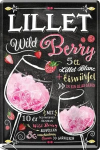 Blechschild Cocktail Rezept Lillet Wild Berry 20x30cm - Bild 1 von 7