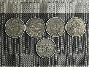 WALT DISNEY WORLD STAR WARS SET OF 4 2024 GOLD/STONE MEDALLION COINS - Picture 1 of 1