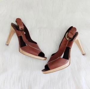 Joie Brown Leather Buckle Stilettos - Size 38 - Picture 1 of 8