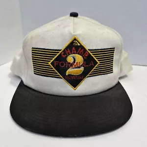 Cappello da camionista bianco nero Champ Formula 2 scorrevole a scatto posteriore - Foto 1 di 8