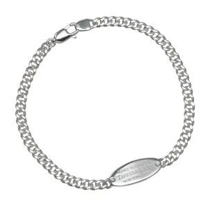 TIFFANY&Co. Wrist Size6.4" Return to TIFFANY & Co. oval tag Bracelet Silve... - Picture 1 of 7