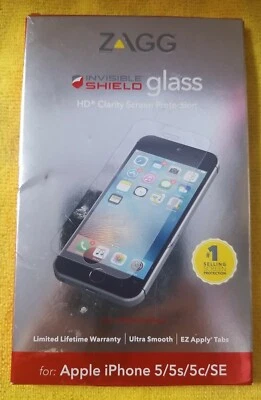 🍊 ZAGG iPhone SE 5 5s 5c Tempered Glass Clear Screen Protector, distressed box  - Image 1 of 2