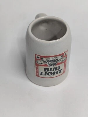 Vintage Small Mini Beer Label Stein Cup Shot Glass Bud Light - Image 1 of 4