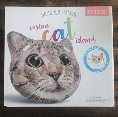 Sand & Summer Curious Crazy Cat Face Pool Float Adult Intex NEW NIB w/ Repair - Image 1 of 4