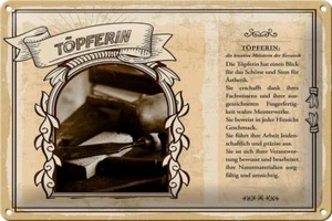 Blechschild Berufe Töpferin kreative Meisterin 30x20 cm Deko Schild tin sign - Picture 1 of 5