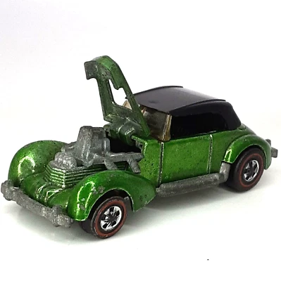 Hot Wheels Redline Classic Cord Car 1970 verde claro hecho en Estados Unidos Foto 1 de 4