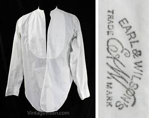 Men's Antique Tuxedo Shirt Medium 1800s 1900s Victorian Penguin Breast Neck 15.5