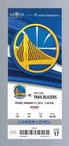 DAMIAN LILLARD FIRST 30 POINT GAME 2013 TRAILBLAZERS @ WARRIORS FULL TICKET Cover