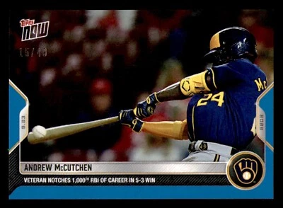 2022 Topps Now Blue Parallel #946 Andrew McCutchen Brewers 15/49 - Image 1 of 2