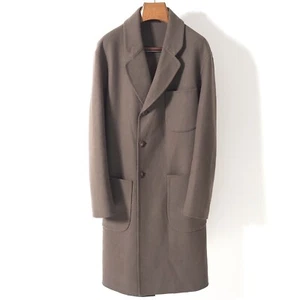 Excellent GIORGIO ARMANI Double Face Wool Belted Coat Brown EU50 Men 4-YL011 - Picture 1 of 8