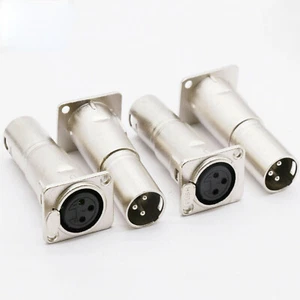 Adaptador conector de montaje de panel de alimentación de paso de audio de 4 x 3 pines XLR hembra a macho - Imagen 1 de 4