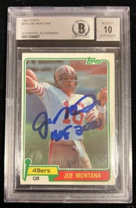 Joe Montana Signed 1981 Topps Rookie Card HOF 2000 Beckett Auto 10 Autograph - Picture 1 of 5