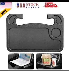 Car Steering Wheel Tray Desk Two Sided For Laptop Drink Food Work Table Holder - Picture 1 of 7