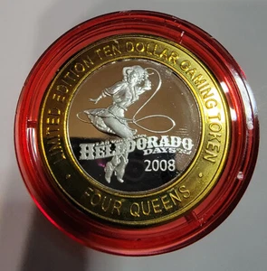 2008 QUATTRO REGINE $10 ROSSO tappo argento colpo Helldorado Days .999 - Foto 1 di 2