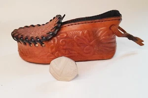 Vintage Mexiko Souvenir Leder Schuh Geldbörse um 1970 5 Zoll 12,8 cm - Bild 1 von 11