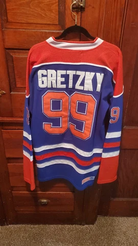 Wayne Gretzky Edmonton Oilers NHL Hockey Jersey Vintage Blue Away Adult Med-50 Cover