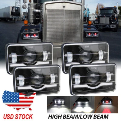 4x 4x6"" faros LED DRL para Kenworth Freightliner FLD120 Peterbilt 379 378 Foto 1 de 4