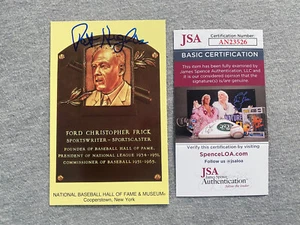 PAT HUGHES AUTOGRAPH HALL OF FAME PLAQUE POSTCARD FORD FRICK CUBS- JSA AN23526 - Picture 1 of 2