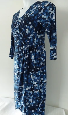 Vestido feminino The Limited tamanho médio envoltório falso estampa geo manga 3/4 comprimento do joelho - Imagem 1 de 4