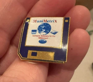Vtg MuniMetrix Software Solutions for the Millennium Floppy Disk Lapel Pin RARE - Picture 1 of 4