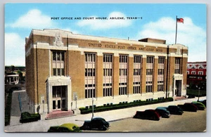 A703 Vintage Postkarte USA Post Office Courthouse Abilene Texas altes Auto - Bild 1 von 2