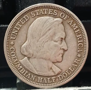 1892 Chicago Worlds Columbian Exposition 90 % Silver Half Dollar HIGH GRADE - Picture 1 of 2