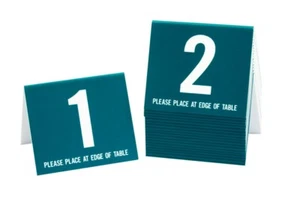 Números de mesa de plástico 1-20, estilo tienda de campaña, azulado con número blanco, envío gratuito - Imagen 1 de 1