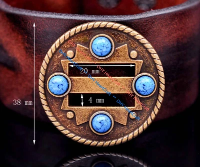 10X Turquoise Cowboy Western Saddle Tack DIY Leather Belt Slotted Concho 1-1/2" - Image 1 of 4