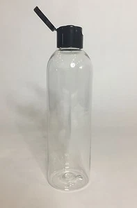 Leere 200 ml PET Kunststoff klar große Boston Flasche & schwarzer Flip Top *BELIEBIGE MENGE* - Bild 1 von 3