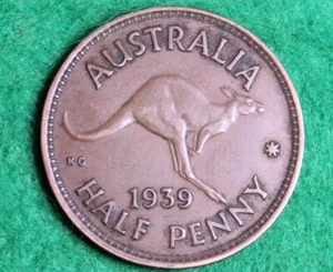 * 1939 ROO HALFPENNY LIGHTLY CIRCULATED PREDECIMAL BROWN #CEG57 - Picture 1 of 8