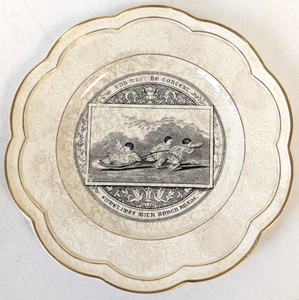 Antike Wedgwood Karte Motto Serie Platte um 1800 "You Must Be Content etc..." - Bild 1 von 11