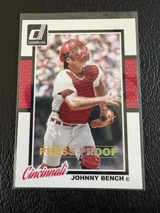 2014 Panini Donruss Press Proof Gold SP /99 Johnny Bench #195 Cincinnati Reds - Picture 1 of 2