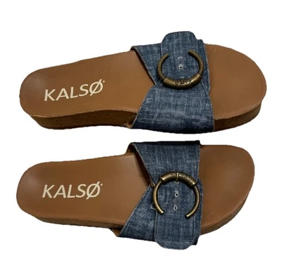 Sandalias de tacón negativo Kalso Sway azul denim tierra talla 9 para mujer Foto 1 de 3