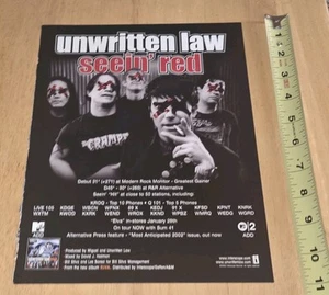 Unwritten Law Seein Red Alternative Rock Promo Radio Hype TRADE AD Poster 8.5x11 - Picture 1 of 1