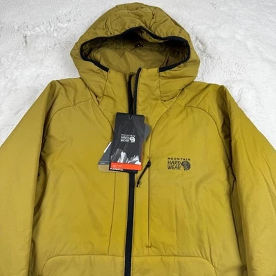 Mountain Hardwear Kor Statis Hoodie Jacket Size Medium Mens Dark Bolt Yellow NEW - Image 1 of 4