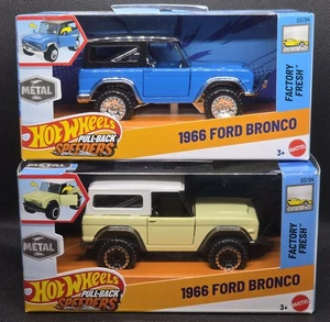 Lote Hot Wheels Pull-Back Speeders 1966 Ford Bronco 1:43 Diecast Mattel azul tostado - Imagen 1 de 6